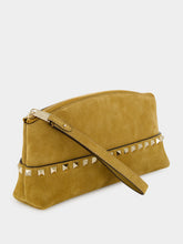Valentino Garavani Havana Beige Rockstud Suede Clutch