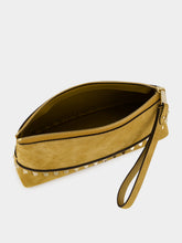 Valentino Garavani Havana Beige Rockstud Suede Clutch