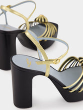 Valentino Garavani Black and Gold Coeur Royal 115 Sandals