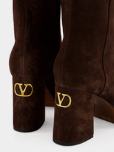 Valentino Garavani Ebony Suede Platform Ankle Boots