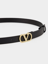 Valentino Garavani Black Crystal VLogo Signature Belt
