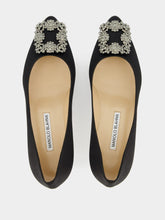 Manolo Blahnik Hangisi 50 Black Satin Jewel Pumps