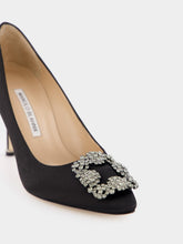 Manolo Blahnik Hangisi Black Jewel Buckle Satin 90mm Pumps