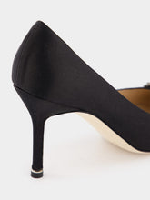 Manolo Blahnik Hangisi Black Jewel Buckle Satin 90mm Pumps