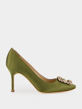 Manolo Blahnik Olive Hangisi 90 Satin Jewel Pumps