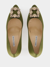 Manolo Blahnik Olive Hangisi 90 Satin Jewel Pumps
