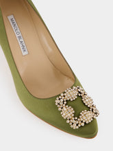 Manolo Blahnik Olive Hangisi 90 Satin Jewel Pumps