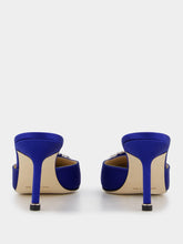 Manolo Blahnik Blue Satin Jewel 70mm Mules
