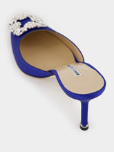 Manolo Blahnik Blue Satin Jewel 70mm Mules