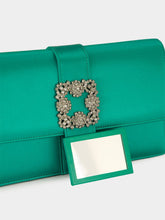 Manolo Blahnik Green Capri Satin Buckle Clutch