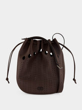 Valentino Garavani Dark Brown Perforated Leather Bucket Bag