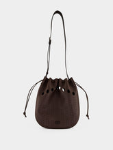 Valentino Garavani Dark Brown Perforated Leather Bucket Bag