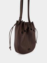 Valentino Garavani Dark Brown Perforated Leather Bucket Bag