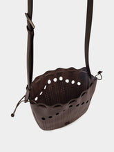Valentino Garavani Dark Brown Perforated Leather Bucket Bag