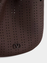 Valentino Garavani Dark Brown Perforated Leather Bucket Bag