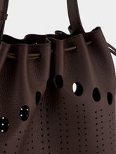 Valentino Garavani Dark Brown Perforated Leather Bucket Bag