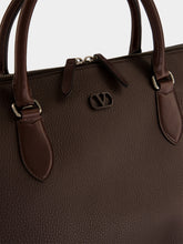 Valentino Garavani Dark Brown Antibes Grained Leather Duffle Bag