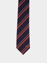 Valentino Garavani Navy and Burgundy Jacquard Regimental Silk Tie