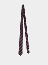 Valentino Garavani Navy and Burgundy Jacquard Regimental Silk Tie