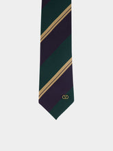 Valentino Garavani Green and Blue Jacquard Regimental Silk Tie