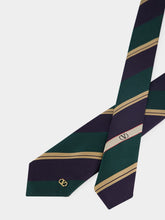 Valentino Garavani Green and Blue Jacquard Regimental Silk Tie