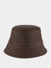 Valentino Garavani Brown VLogo Perforated Leather Hat