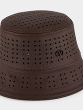 Valentino Garavani Brown VLogo Perforated Leather Hat