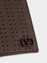 Valentino Garavani Dark Brown Perforated Leather Wallet