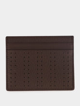 Valentino Garavani Dark Brown Perforated Leather Card Holder
