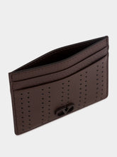 Valentino Garavani Dark Brown Perforated Leather Card Holder