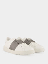 Valentino Garavani White and Grey Calfskin Open Sneakers