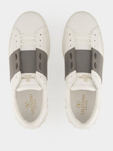 Valentino Garavani White and Grey Calfskin Open Sneakers