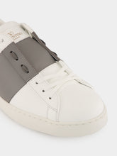 Valentino Garavani White and Grey Calfskin Open Sneakers