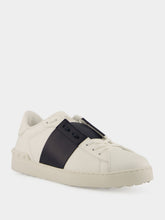 Valentino Garavani White and Blue Open Leather Sneakers