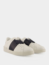 Valentino Garavani White and Blue Open Leather Sneakers