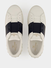 Valentino Garavani White and Blue Open Leather Sneakers
