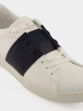 Valentino Garavani White and Blue Open Leather Sneakers