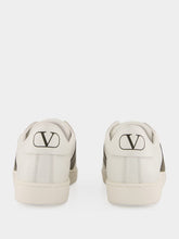 Valentino Garavani White and Khaki Green Nappa Leather Sneakers
