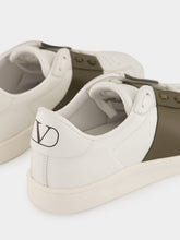 Valentino Garavani White and Khaki Green Nappa Leather Sneakers
