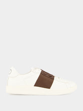 Valentino Garavani White and Brown Open Royco Nappa Leather Trainers