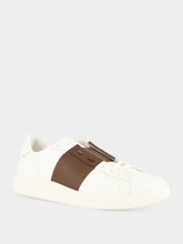 Valentino Garavani White and Brown Open Royco Nappa Leather Trainers