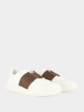 Valentino Garavani White and Brown Open Royco Nappa Leather Trainers