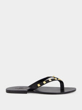 Valentino Garavani Black Rockstud Leather Flip-Flops