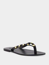 Valentino Garavani Black Rockstud Leather Flip-Flops