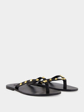 Valentino Garavani Black Rockstud Leather Flip-Flops