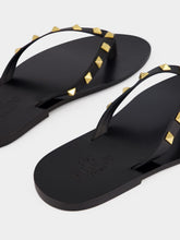 Valentino Garavani Black Rockstud Leather Flip-Flops