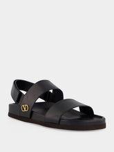Valentino Garavani Black Studshield Leather Sandals