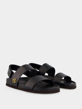 Valentino Garavani Black Studshield Leather Sandals