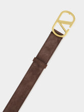 Valentino Garavani Brown VLogo Signature Suede Belt
