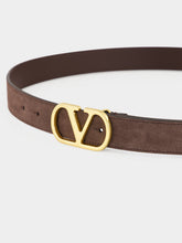 Valentino Garavani Brown VLogo Signature Suede Belt